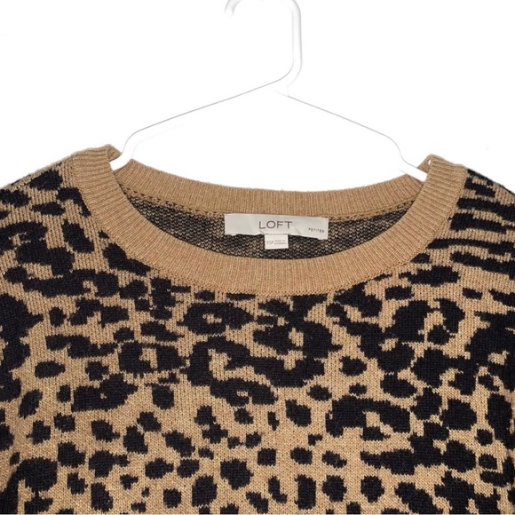 LOFT Petite Leopard Print Wool Blend Sweater - Picture 2 of 6